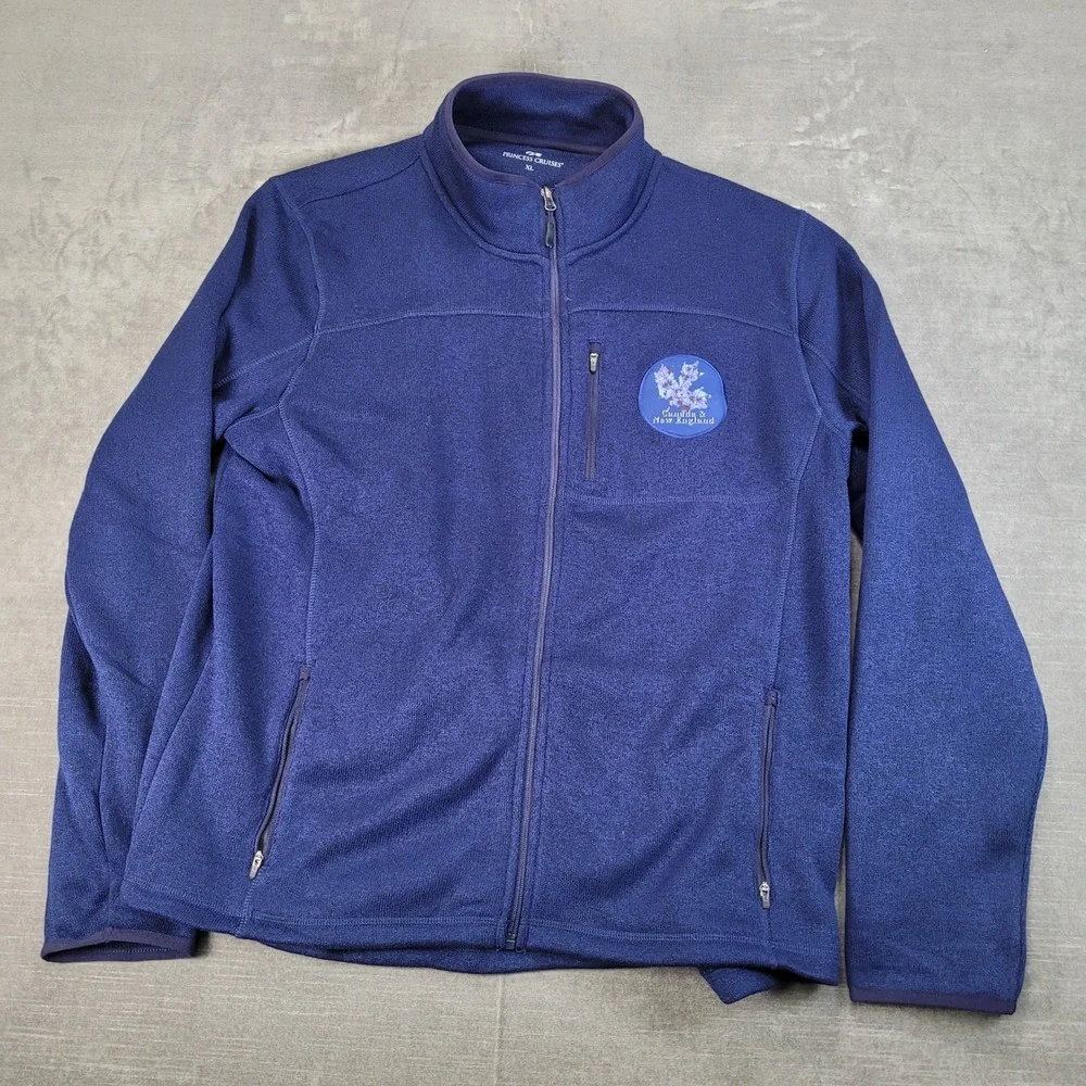 Princess Cruises Mens XL Navy Blue Fleece Zip Up‎ Jacket Canada New England
